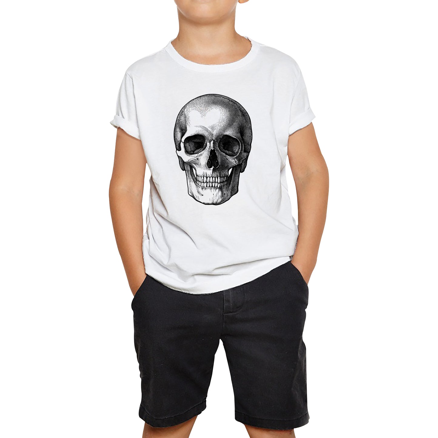 Skull Face Bikers Racers Novelty Design Spooky Funny Kids Tee