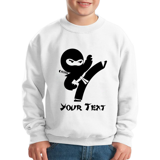 Personalised Ninja Your Name Retro Ninja Warrior Martial Arts Judo Karate Kids Jumper