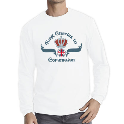 King Charles III Coronation Royal Crown CR III His Majesty Union Jack God Save The King Uk Flag Long Sleeve T Shirt