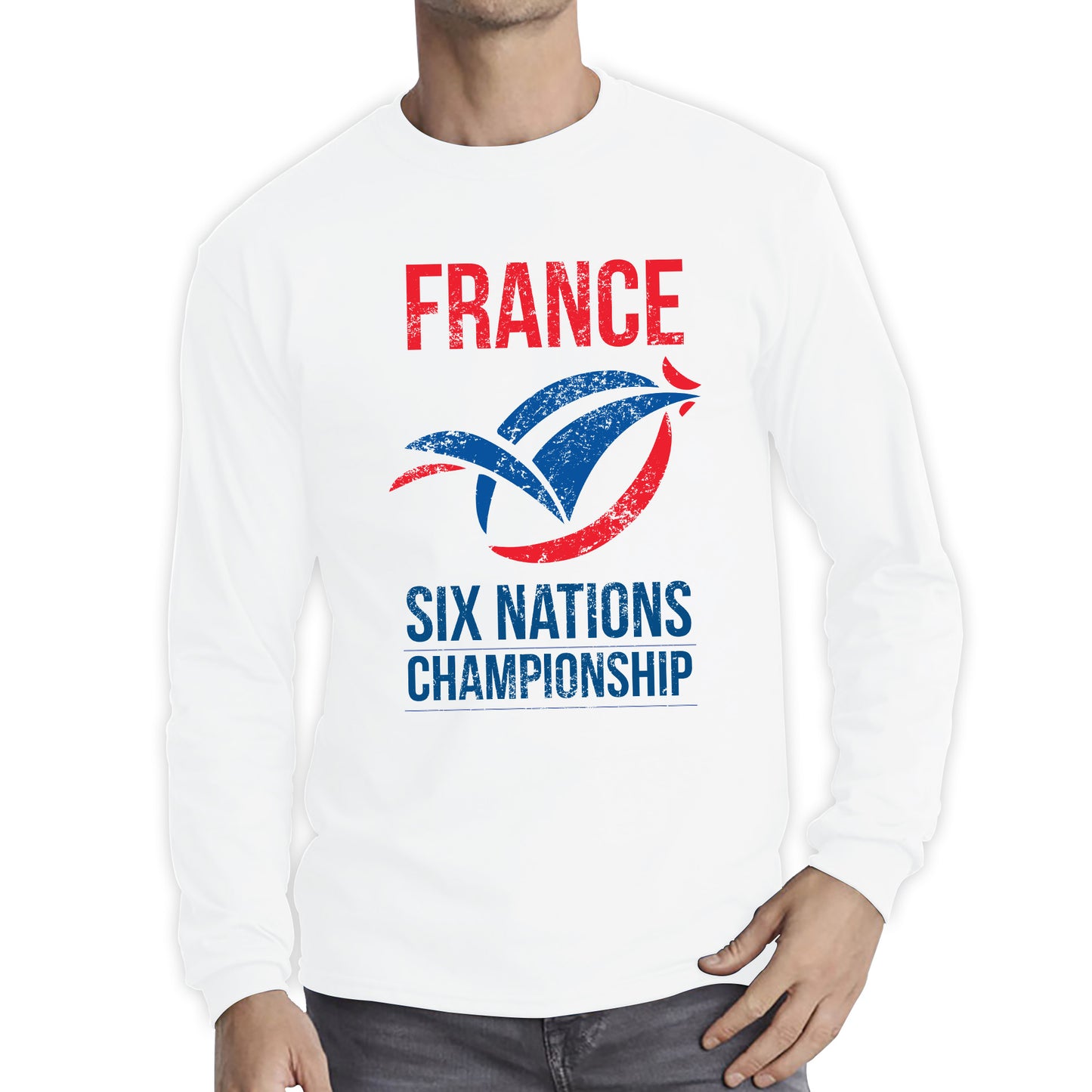 France Flag Logo Rugby Cup European Support World Six Nations Championship Long Sleeve T Shirt