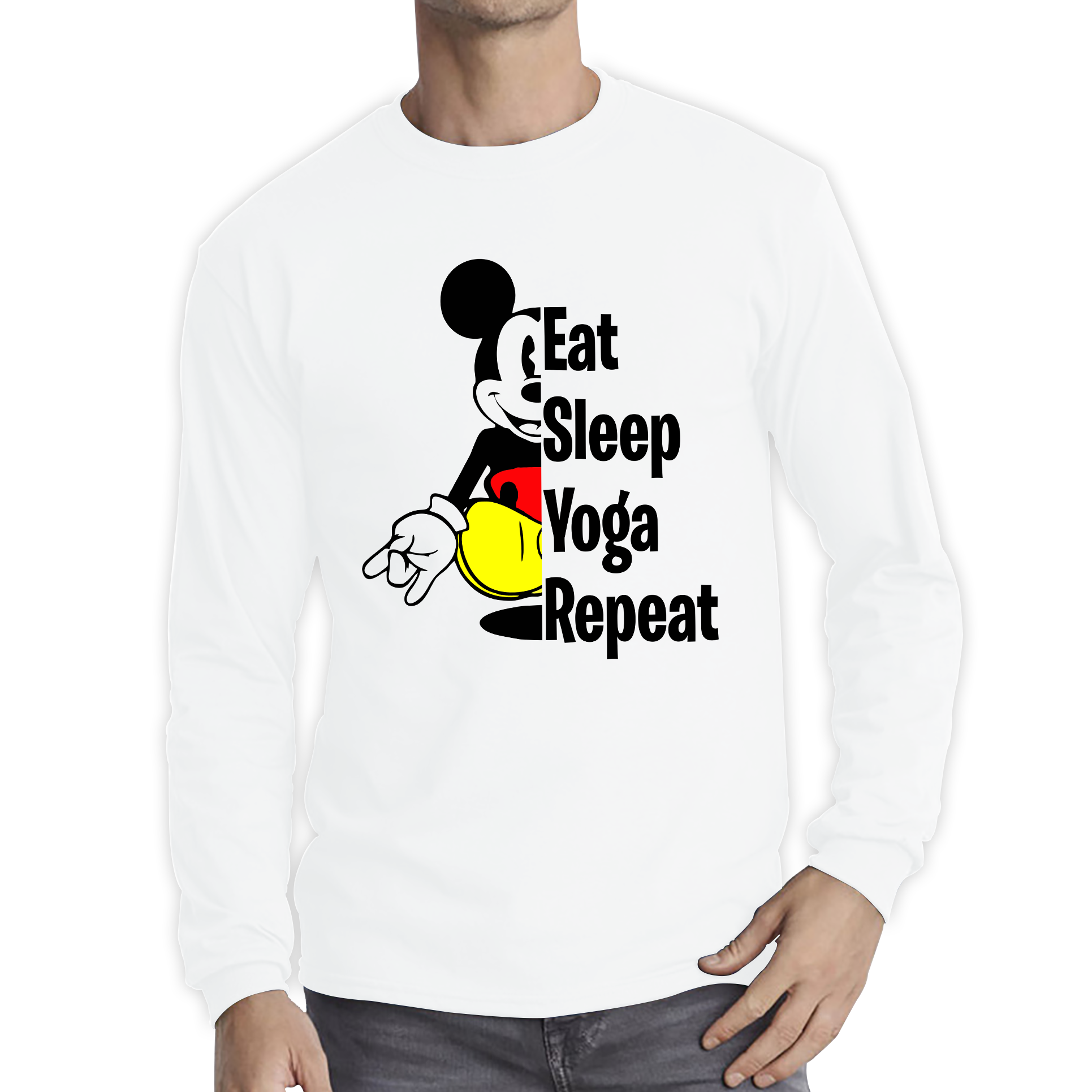 Mickey Mouse Eat Sleep Yoga Repeat Funny Disney Land Exercise Yoga Long Sleeve T Shirt